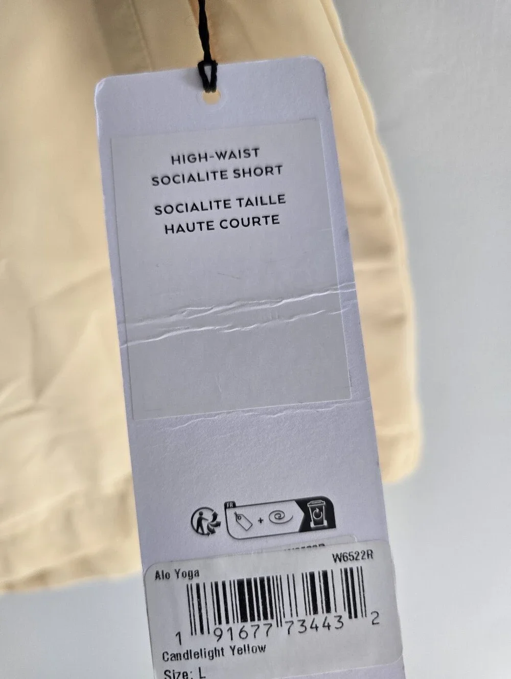 New ALO Yoga High-Waist Socialite Short - Candlelight Yellow L